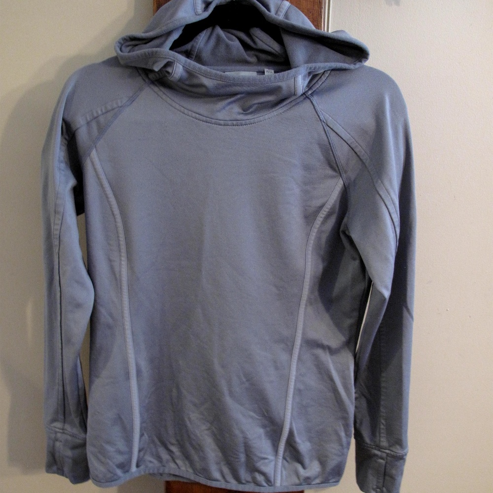 ATHLETA Plush Tech Hoodie Grey Satin Thumbholes M